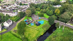 Aerial view of Armoy Playpark Ballycastle in Co Antrim Northern Ireland
