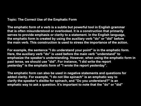 The Correct Use of the Emphatic Form