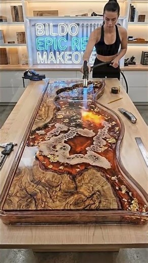 Luxury Epoxy Countertop Design | Lava Gold Resin Effect