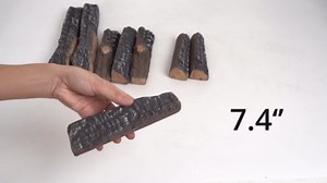 Skyflame 8 Small Piece Set of Ceramic Wood Logs and Accessories for All Types of Indoor Gas Inserts, Ventless & Vent Free, Propane, Gel, Ethanol, Electric or Outdoor Fireplaces & Fire Pits