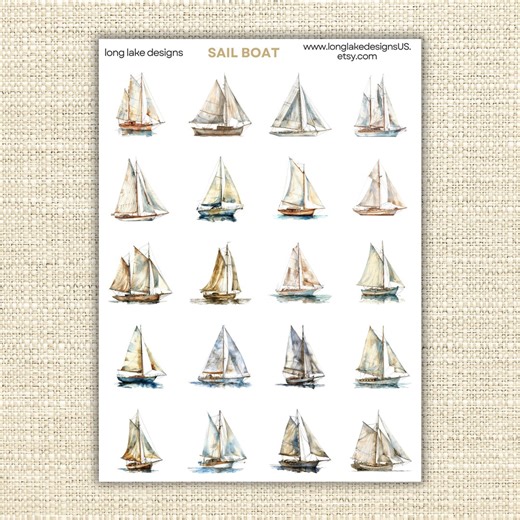 Sail Boat Sticker Sheet, Durable Laminated Waterproof Vinyl, Perfect for Planners, Journals and Scrapbooking, Boat Lover Stickers - Etsy