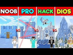 MINECRAFT: CASTILLO DE HIELO NOOB vs PRO vs HACKER vs DIOS 😱🏠 RETO DE LA BASE de INVICTOR