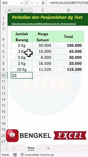 multiplication and addition with text in excel #shortvideo #shorts #shortsfeed