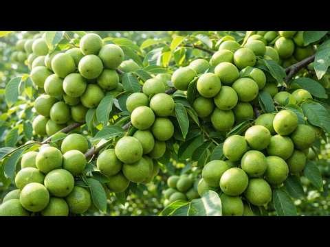 How Walnut Trees Are Grown From Green Husk to Harvest Walnut Farming Documentary