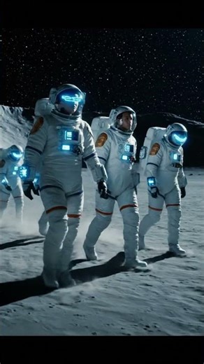 Futuristic Astronauts Walking on the Moon | Tactical Space Crew in Action 🌙