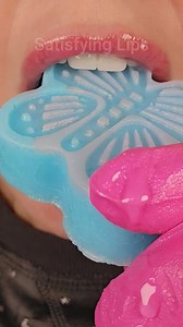 ASMR Satisfying Eating Blue Butterfly 🦋 #asmr #emojichallenge #satisfyinglips | Satisfying Lips
