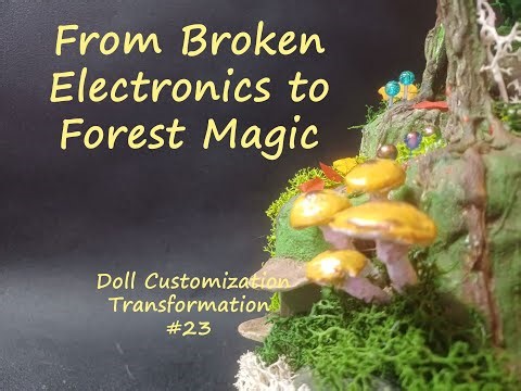 🌿🍄From Broken Electronics to Forest Magic Doll Customization Transformation Mushroom tree girl OOAK