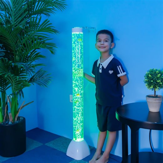 LED Sensory Bubble Tube - Color Changing Calming Lamp With Floating Fish - Etsy