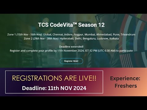 TCS CodeVita 2024 Season 12 | Code Program | Largest Programming Contest | Deadline 11th Nov 2024 |