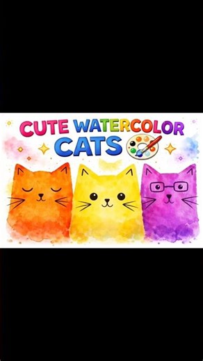 Cute Watercolor Cats 🐱🎨 | Easy Painting for Kids | Simple Art Ideas #ytshorts #cat