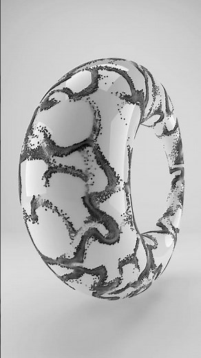 Boids (flocking) simulation on the surface of a Dupin cyclide #houdini #vex #redshift