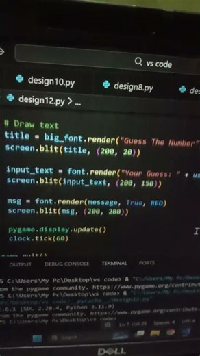 how to creating the gussa no game is using python coding in vs code