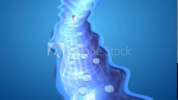 3d animated illustration showing tablets dissolving in the intestine of the human body