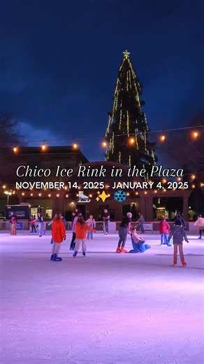 Time to lace up: Chico Ice Rink in the Plaza returns on Friday, November 14, 2025 and runs through Sunday, January 4, 2026 ⛸️🎉 If you’re looking for the perfect festive experience this season, just head to the Chico city plaza for the perfect night ice skating under the stars. This is a holiday favorite for everyone, so make sure to bring your friends and family and get ready to make magical memories in Downtown Chico. 🎟️ 𝐀𝐥𝐥-𝐀𝐠𝐞𝐬 𝐓𝐢𝐜𝐤𝐞𝐭 𝐏𝐫𝐢𝐜𝐢𝐧𝐠 Online tickets: $12 Onsite t