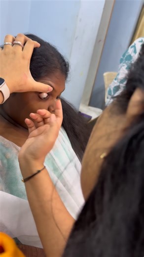 N.D. Asmitha🌟 on Instagram: "This video captures a small but important moment, helping my 15-year-old client fix her lens during her half saree ceremony makeover ✨ Her mother wanted her to look beautifully groomed, with lashes and lens… but for me, comfort was the priority. I kept checking with her, adjusting, making sure she felt safe, seen and respected. Makeup is not just application. It’s patience, consent, connection… For me, makeup isn’t just technique… it’s connection. Especially when th