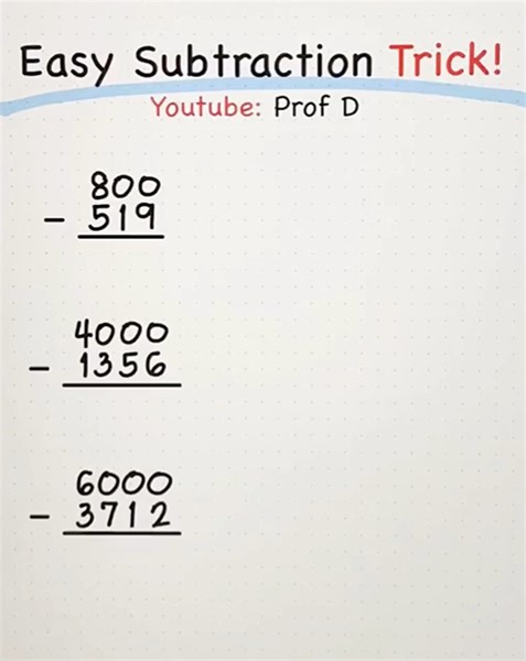 Fast Subtraction Trick - Easy Math #MathHacks #MathTricks | Prof D