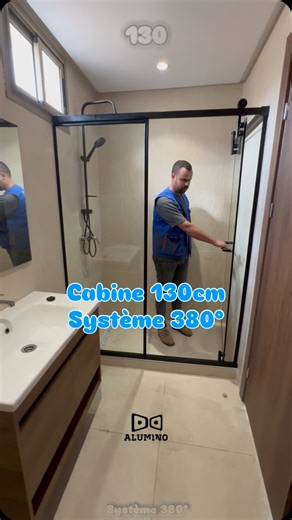 Cabine douche 130cm système, 380° 🥇glass . . . #salledebain #douche #bathroom #maroc 🇲🇦🇩🇪🇮🇹🇧🇪🇨🇦🇪🇸🇫🇷🇨🇭 | Alumino