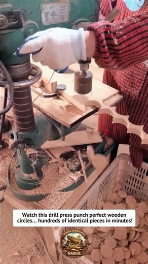 This Wood Plug Cutter Machine Is Insanely Fast! Perfect Wooden Discs in Seconds! #woodworking #tools