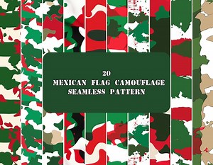 Mexican Flag Camo Seamless Pattern: Green, White, Red (digital Download) - Etsy Canada