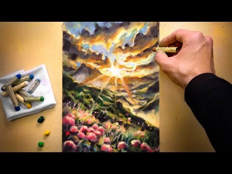 ASMR Sunrise Drawing with Pastels (No Talking)