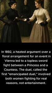 103K views · 456 reactions | What began as a dispute over flower arrangements led to one of the strangest events in aristocratic history. In 1892, Princess Pauline and Countess Anastasia dueled topless with swords under the supervision of Baroness Lubinska to settle their clash. Far from mere spectacle, the duel became a powerful act of rebellion, remembered today as the first “emancipated duel” in European high society. | Lost in History | Facebook