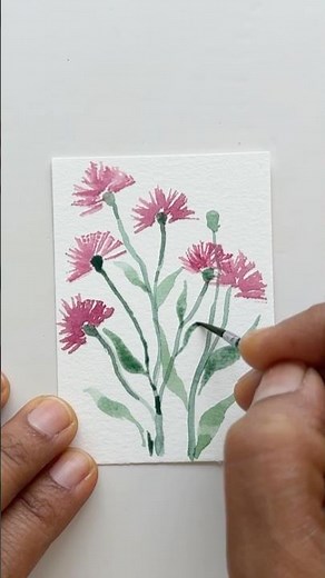 Easy Abstract Watercolor Flowers Beginners Flat Brush painting #watercolorpainting #satisfyingart