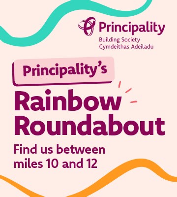 Rainbow Roundabout is back! 🌈 Powered by Principality Building Society. Cheer loud, run proud and come and show your support. ✨ Find them between mile 10 and mile 12 on race day. They’ll be there to give you that extra boost of colour and energy when you need it most! | Cardiff Half Marathon