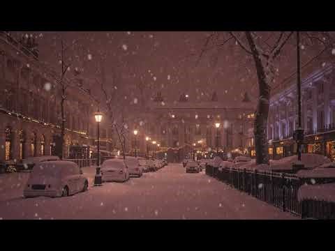 Snowy, Winter Quiet Night Street | Sounds of Falling Snow