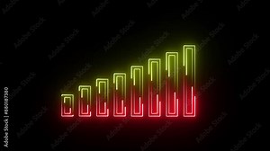 A "business graph icon" typically depicts a bar chart, line graph, or pie chart, symbolizing data analysis, performance metrics. Bright neon business graph. Stock Video