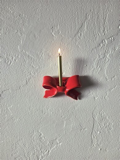 Small Red Bow Ceramic Candle Sconce - Etsy