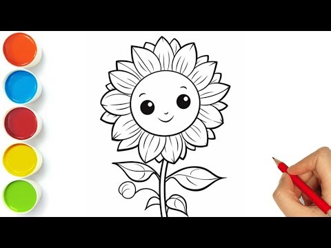 How To Draw a Rainbow Flower Drawing || Easy Colourful Flower Drawing Easy Step By Step