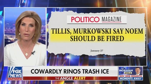 Laura Ingraham launches vitriolic attacks at “cowardly RINOs” calling for Kristi Noem to be fired