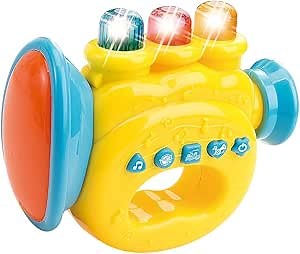 WEofferwhatYOUwant Baby Trumpet – Musical Toy for Toddlers with LED Lights, Realistic Trumpet Sounds & Songs – Interactive Educational Toy for Kids 18+ Months – BPA-Free – Batteries Included