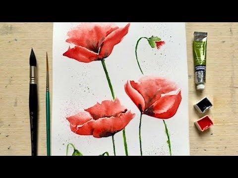 Simple, Loose Poppy Painting in Watercolour: the Easiest Way to Paint Red Watercolor Poppies
