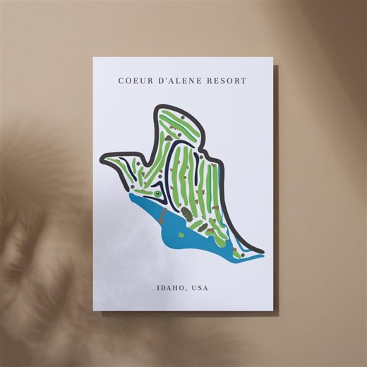 Coeur D’alene Resort Golf Course Prints, Idaho | Golf Prints, Golf Course Map, Golf Map, Golfer Gift for Him - Etsy