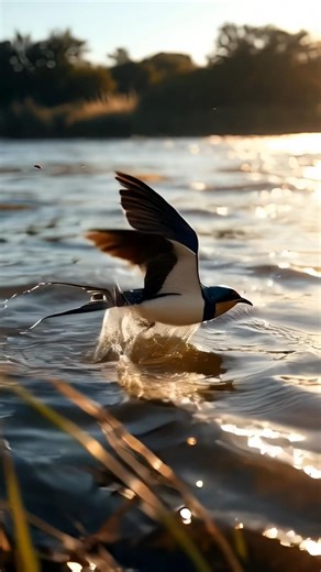 Barn Swallow Skims the River ⚡🌊 | Real Nature Sounds (No Music)