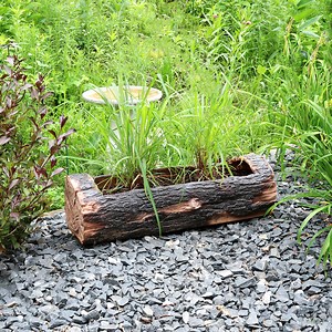 Sunnydaze Rustic Log 35.5" x 13" x 9.75" Polyresin Outdoor Planter with Drainage Holes