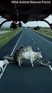 Courageous Rescue Team Fights Giant Python to Save Innocent Cow 🐍#rescue #animals #python