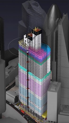 The B1M on Instagram: "Going up. This impressive 4D model of the superstructure works sequence at London’s 22 Bishopsgate – produced by Freeform 3D – shows the complexity that goes into building a supertall skyscraper in the middle of a major city. #architecture #architecturelovers #construction #TheB1M #engineering #building #build #design #cities #skyscraper #london #4d"