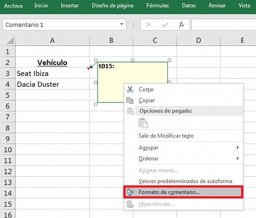 Insertar imagen en un comentario en Excel - Tutorial Excel