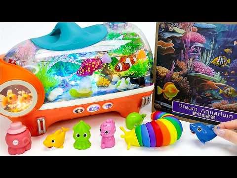 ASMR Satisfying Unboxing Glow Light Fish Tank Zuru Robo Alive Aquarium Toy Playset🐟🐙Aqua Toys ASMR