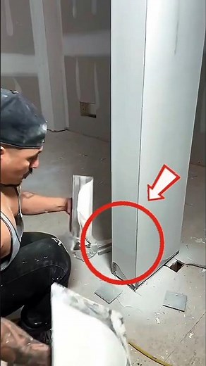 INSANE Drywall Corner Finishing Technique! Perfect Column Skimming Using Trowel Tool