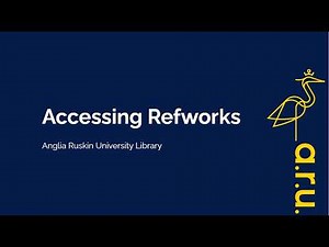 Accessing Refworks at ARU for Staff and Students