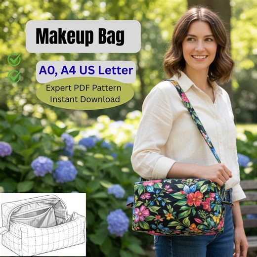 Quilted Boxy Makeup Bag PDF Pattern, Beginner Friendly Sewing Gift - Etsy