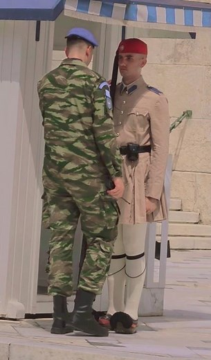 Greek Army fixing the uniform to get ready for the duty #shorts #greekarmy #greek #hellenic