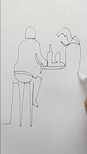 How to Draw Two People in a Restaurant With One Line #drawing #art #drawingtutorial #easydrawing