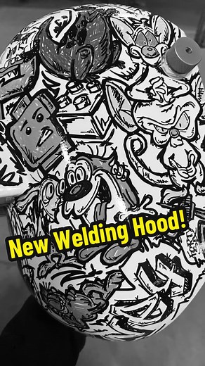 Retro cartoon welding helmet! Im loving this paint job. Let me know what you think. #sugarscoop #welding #weldinghelmet #pipeliner #cartoon #retro #fyp #weldinghood #weldinglife