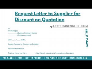 Request Letter To Supplier For Discount On Quotation