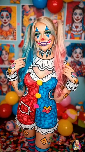 Beautiful clown girl aesthetic body art and SFX makeup. #clown #clowngirl #bodyart #clownmakeup #sfxmakeup | BODY ART