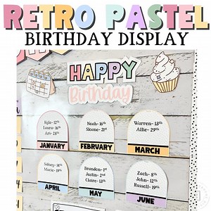 Class Birthday Poster Display for Calm Retro Pastel Classroom Decor Pastel Classroom Theme, Back to School, Elementary Pastel Classroom - Etsy